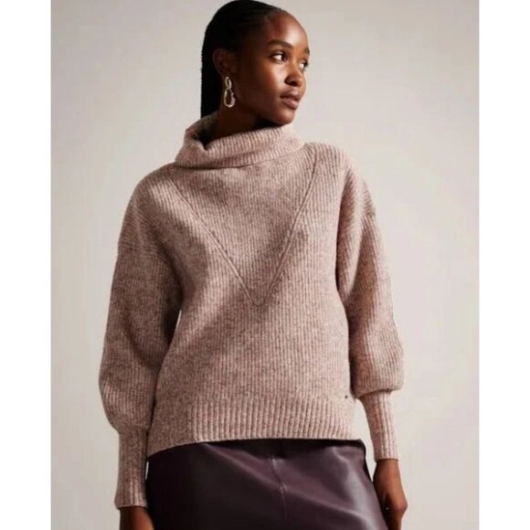 Ted Baker London NWT Cchloe Wool Blend Turtleneck Sweater Lt Pink Womens 10 (4) - Picture 13 of 13